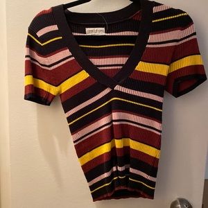 Urban outfitters stripe multicolor short sleeve sweater